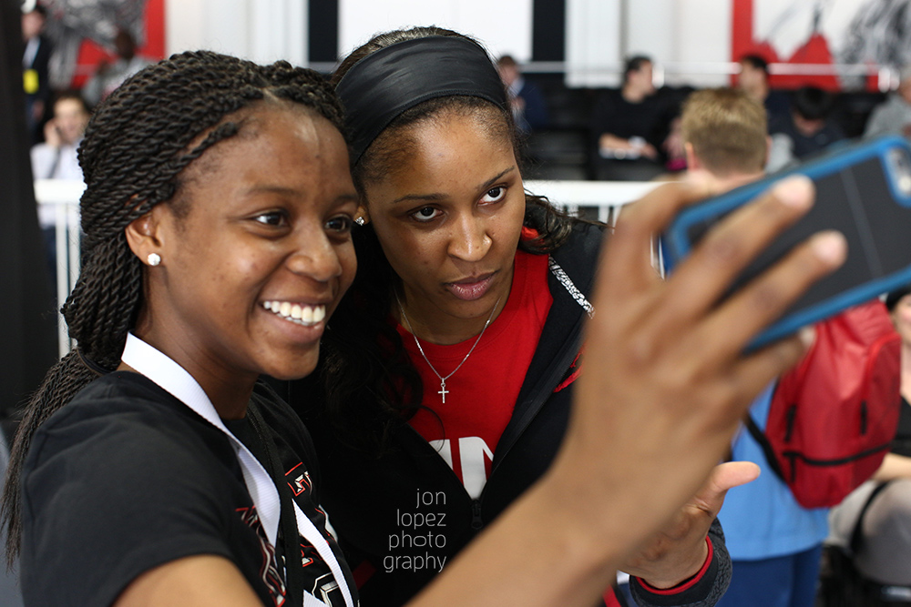 Maya Moore took selfies with the first girls to be selected for the Jordan Brand Classic. 