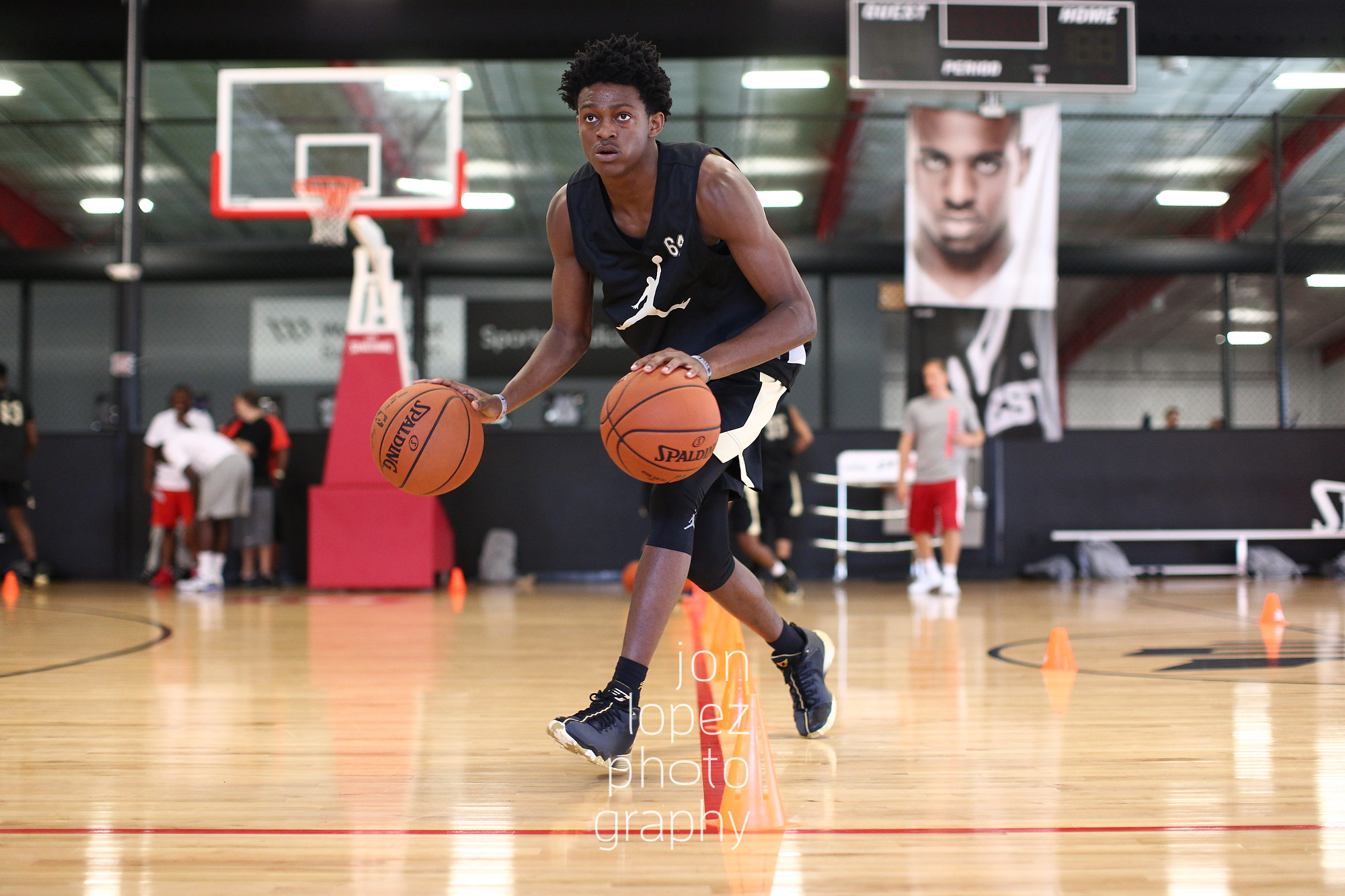  WINSTON-SALEM, NC. JUNE 24, 2016 - CP3 Camp. De�Aaron Fox #64 of Kentucky dribbles. (Photo by Jon Lopez/Nike) 