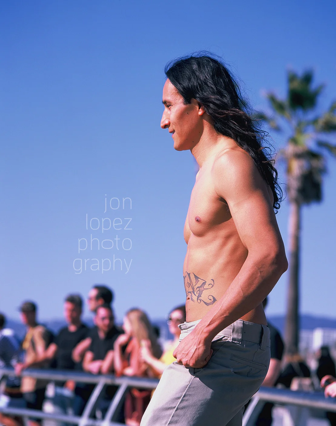 Skateboarder at Venice Beach photographed on Fuji Provia 100. 