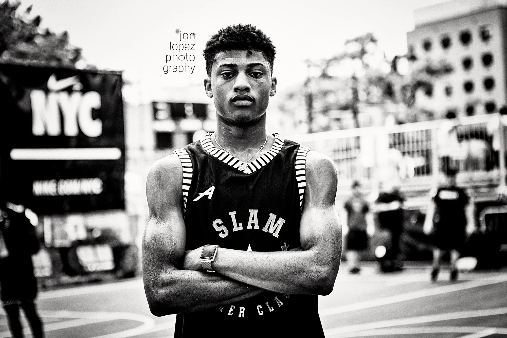 Noah Farrakhan poses for a portrait for me at the inaugural SLAM Summer Classic in August of 2018 at Monsignor Kett Playground, NYC.