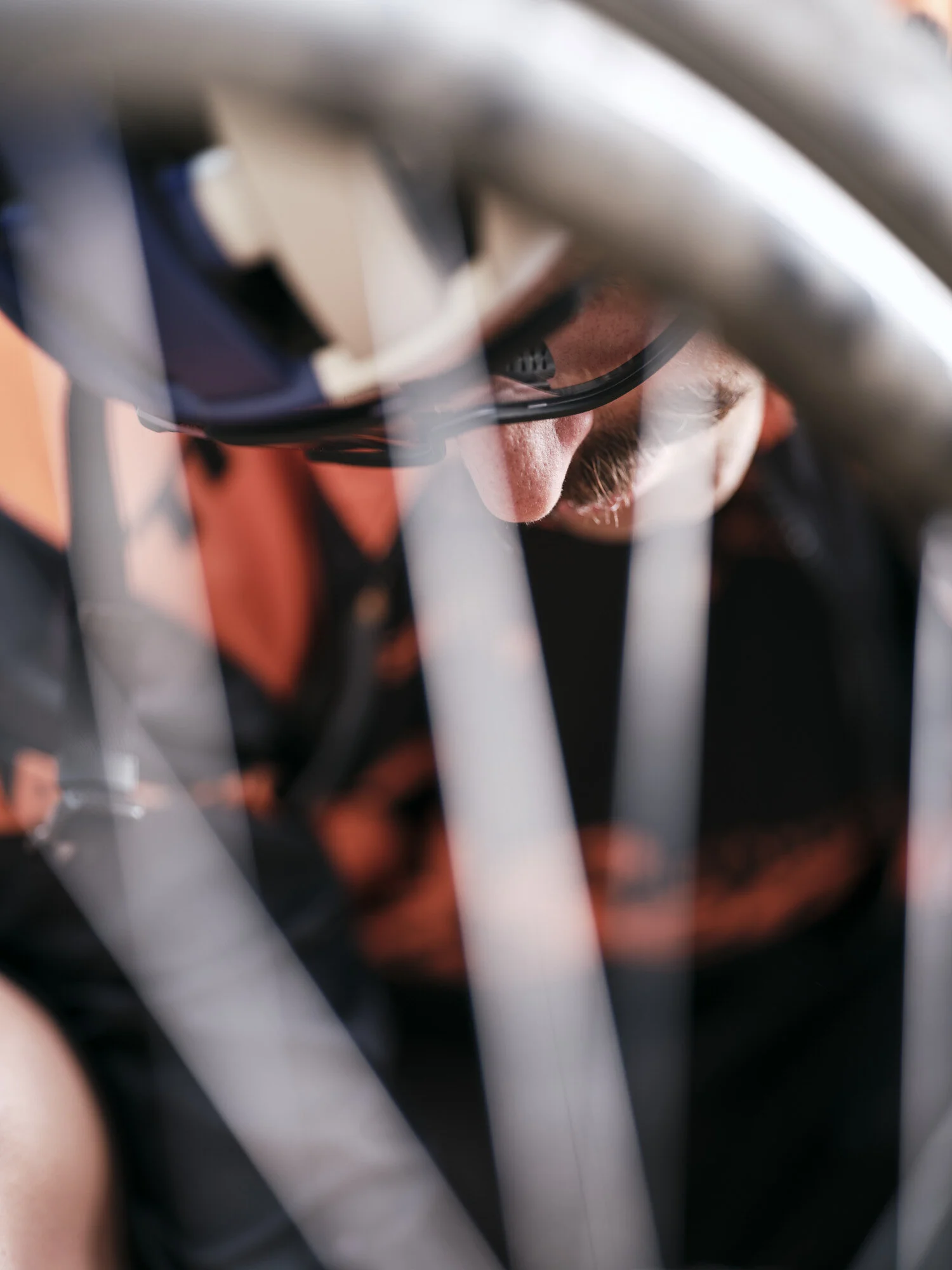 Red Bull athlete Payson McElveen works on his bike before hitting the trails.