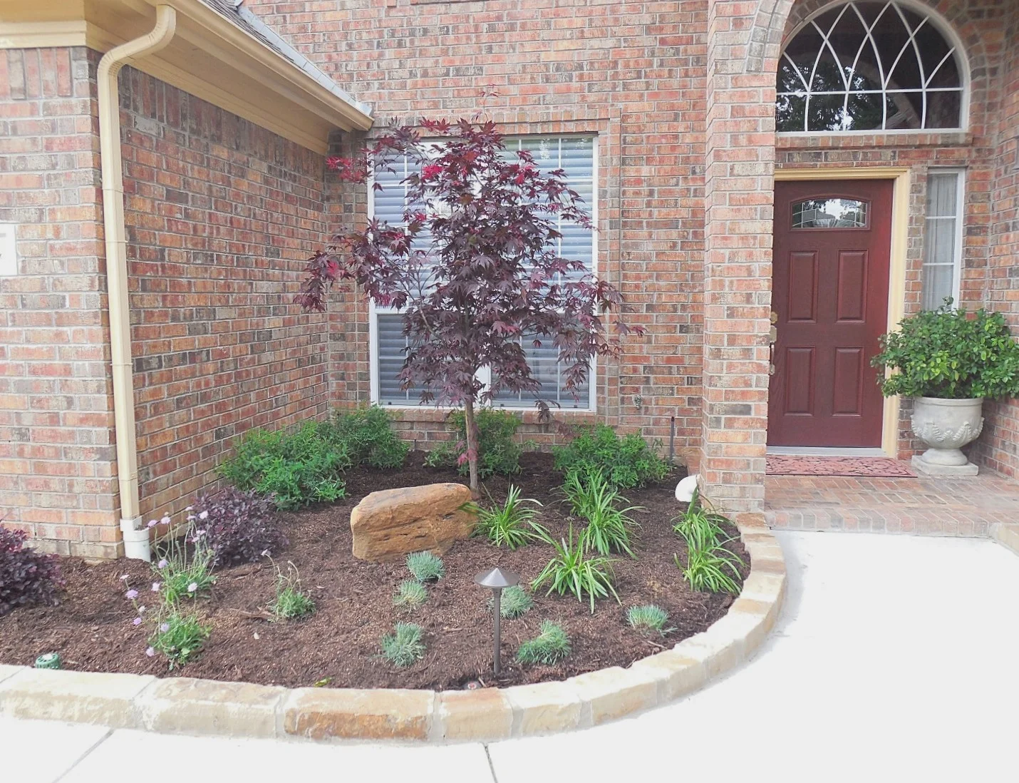 Flower Mound Front Yard and Walkway