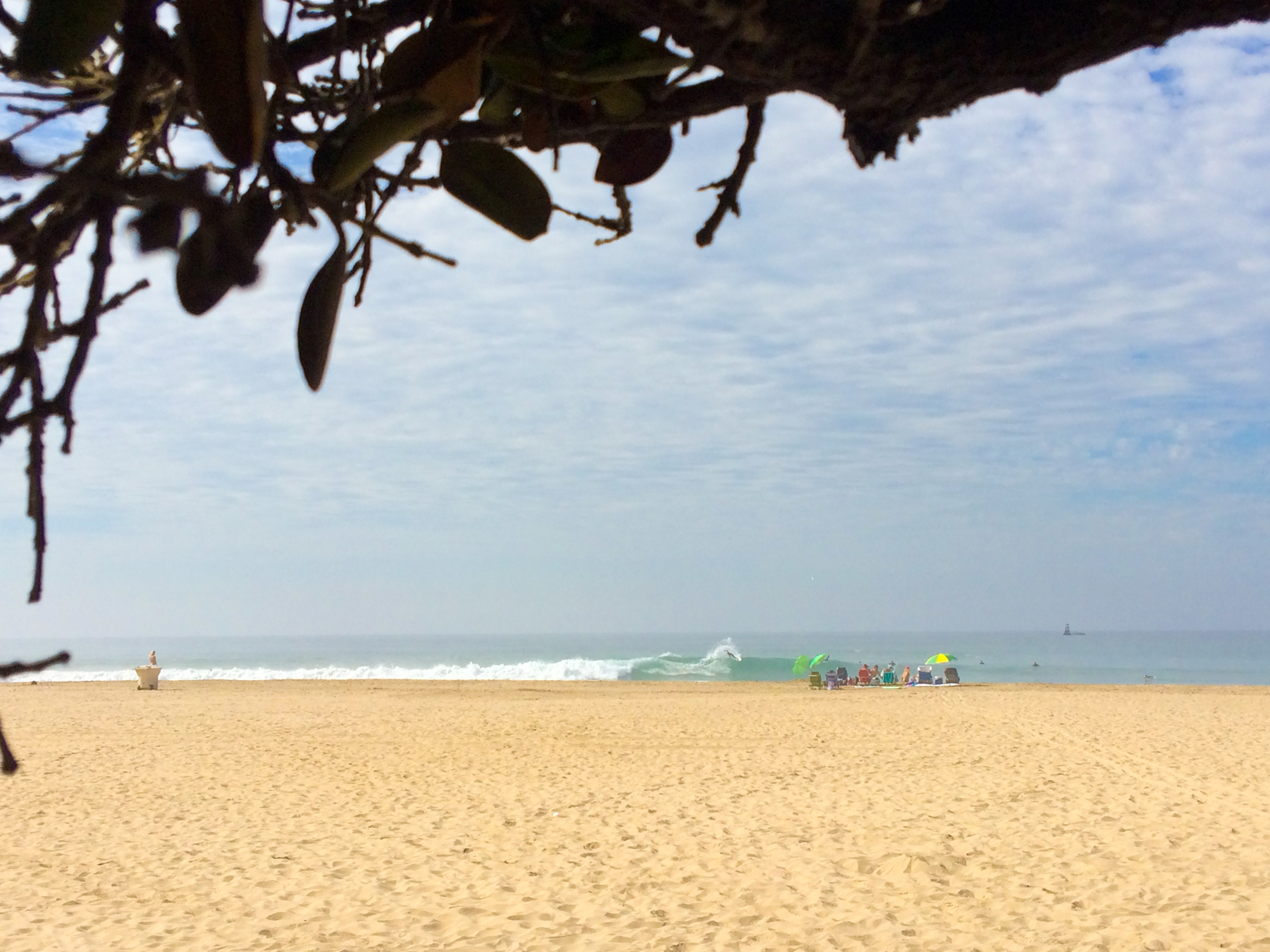 Umbrellas and waves.