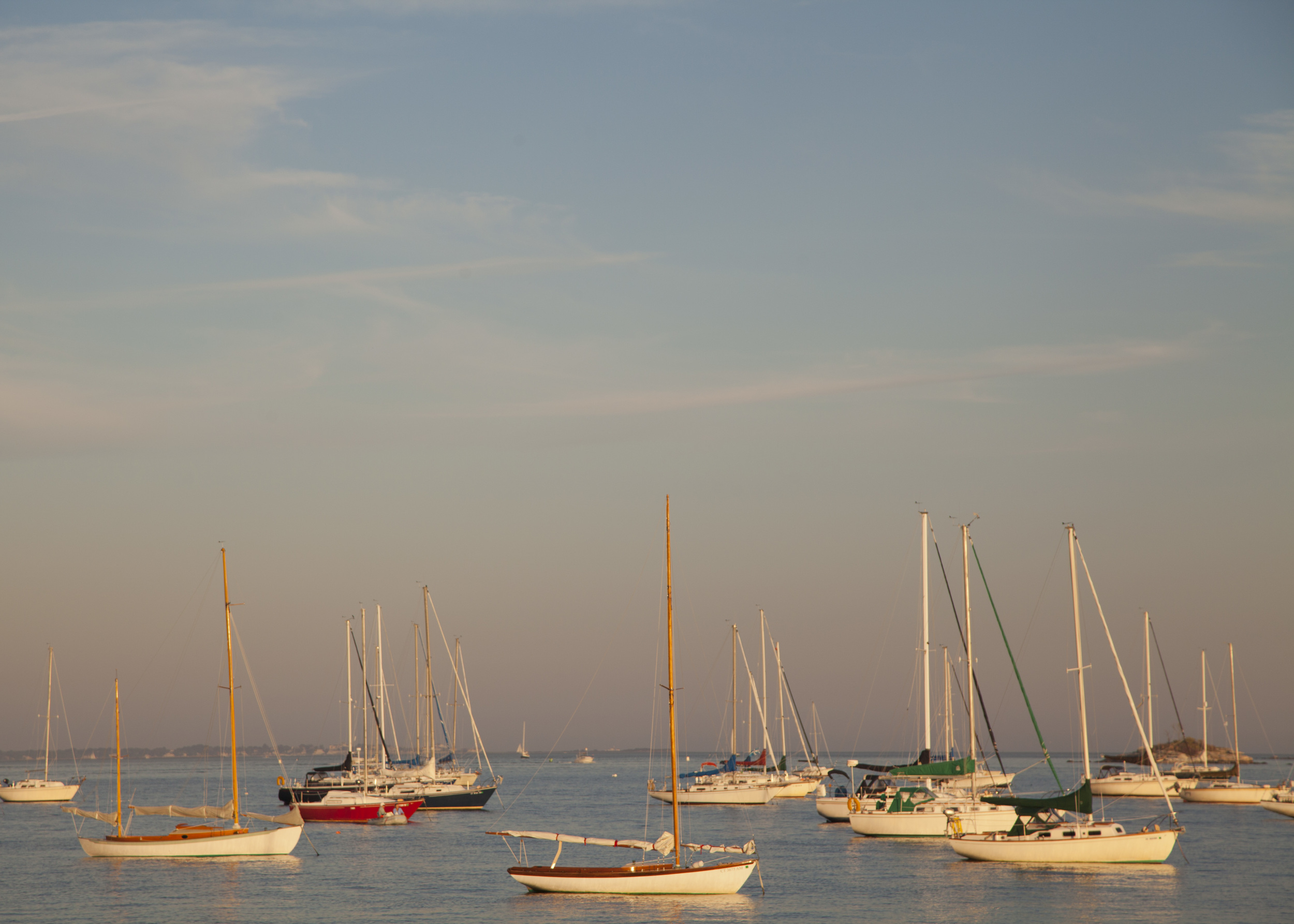 Moorings with Rhode Island in the distance.