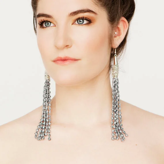Pearled tassels earrings