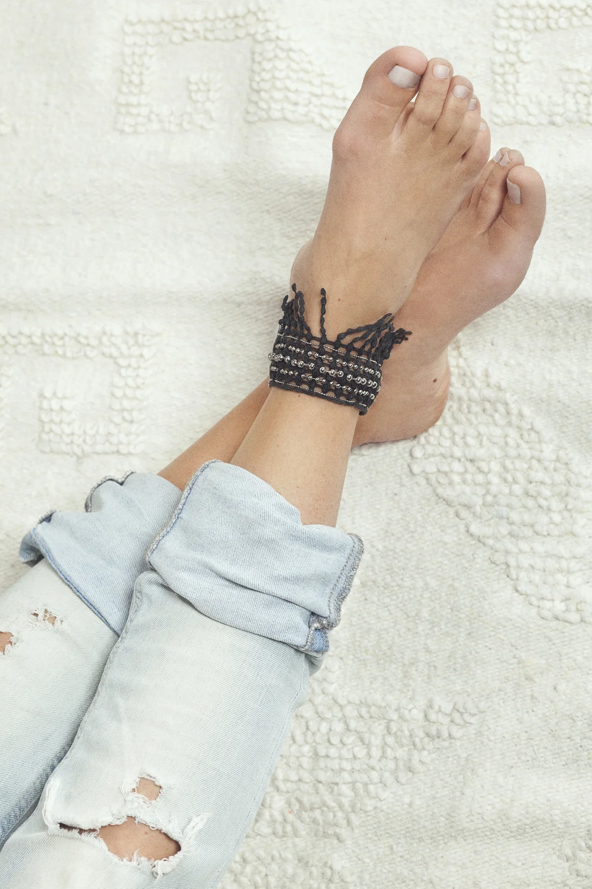   Cabasa anklet (details here)  