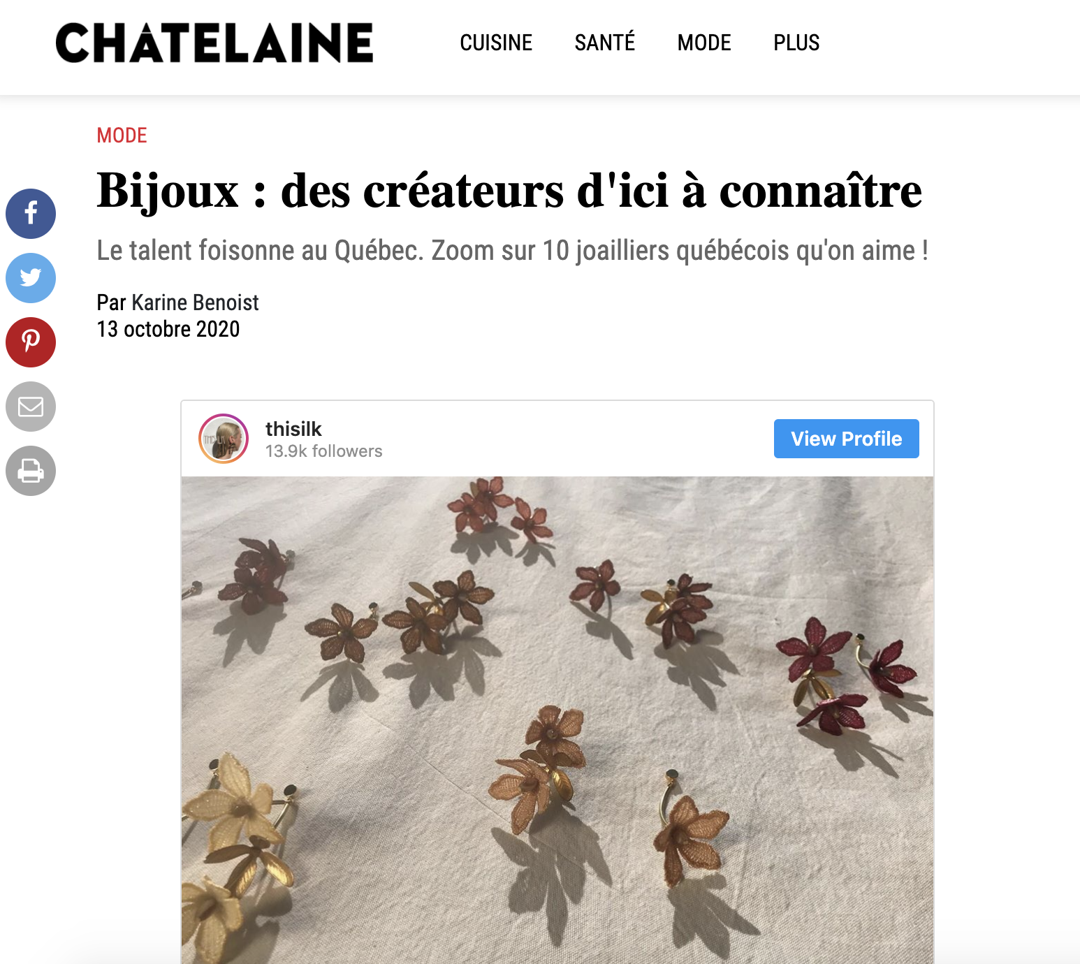   Chatelaine // Octobre 2020  