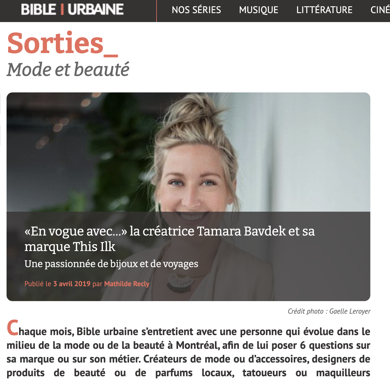   Bible Urbaine // Avril 2019  