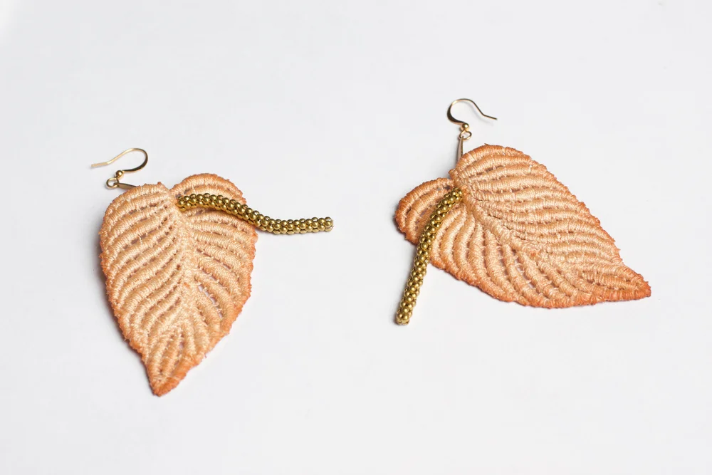 Anthurium earrings — This Ilk - Vintage lace statement jewelry