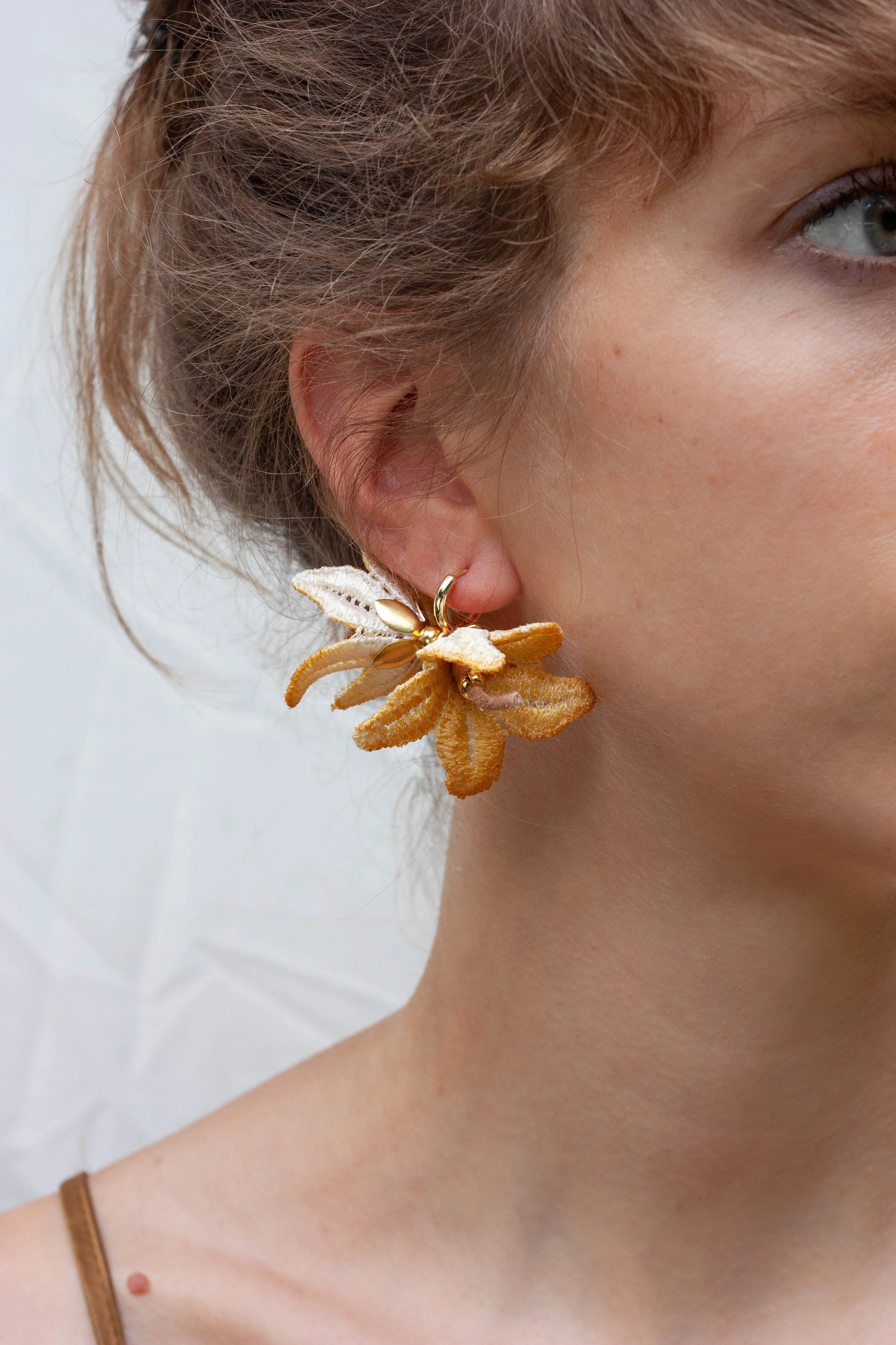 ◆VINTAGE HOLLYWOOD◆ Plumeria Earrings VH2336EA007B Hawaiian Large Plumeria Earrings, Sterling Silver Plumeria