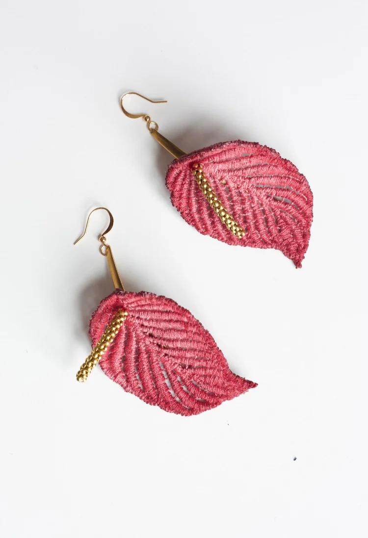 Anthurium petites earrings — This Ilk - Vintage lace statement jewelry
