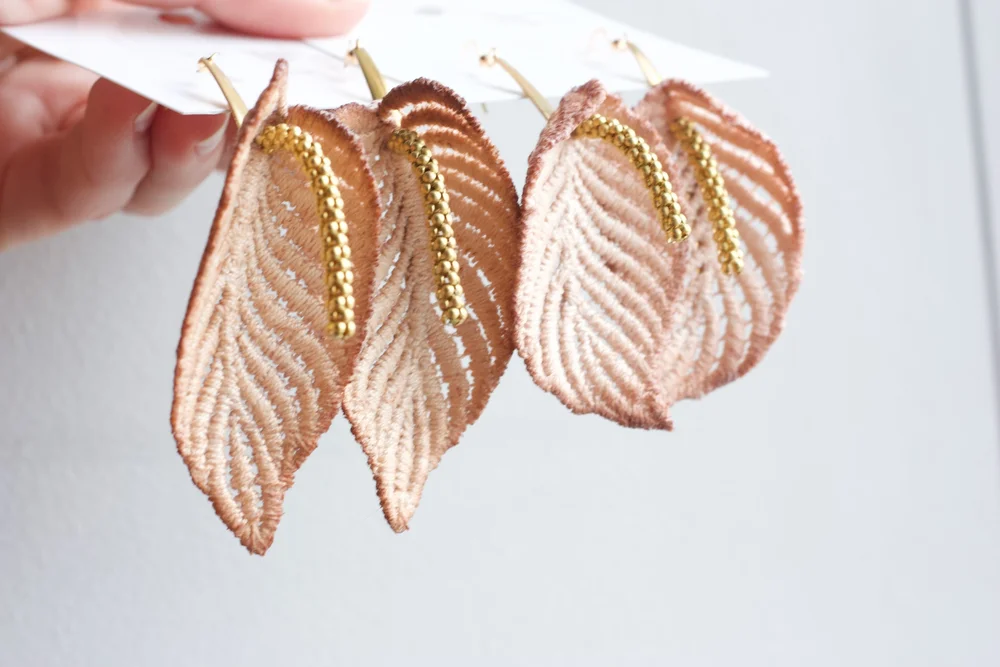 Anthurium petites earrings — This Ilk - Vintage lace statement jewelry