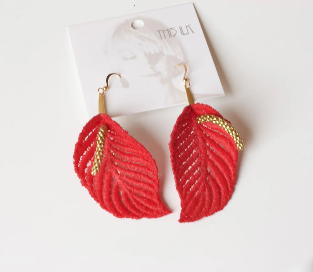 Anthurium petites earrings — This Ilk - Vintage lace statement jewelry