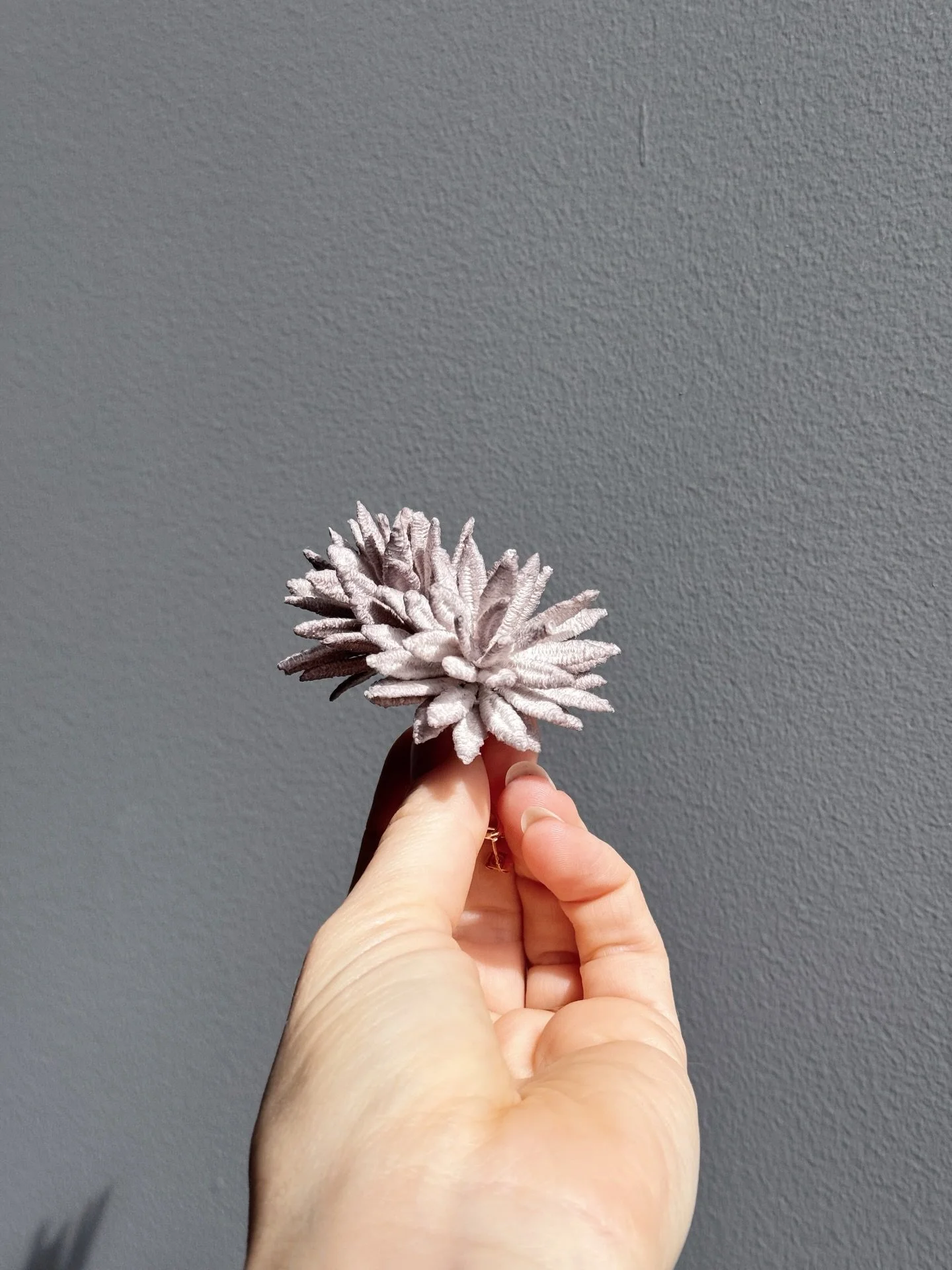Working on perfecting the Chrysanthemum earrings&hellip;. Initially a dangle on a stem you may have seen in a shop or at the @ooak_toronto , but from the start I kept having this feeling it should be closer to the ear. I was stubborn but now the voic