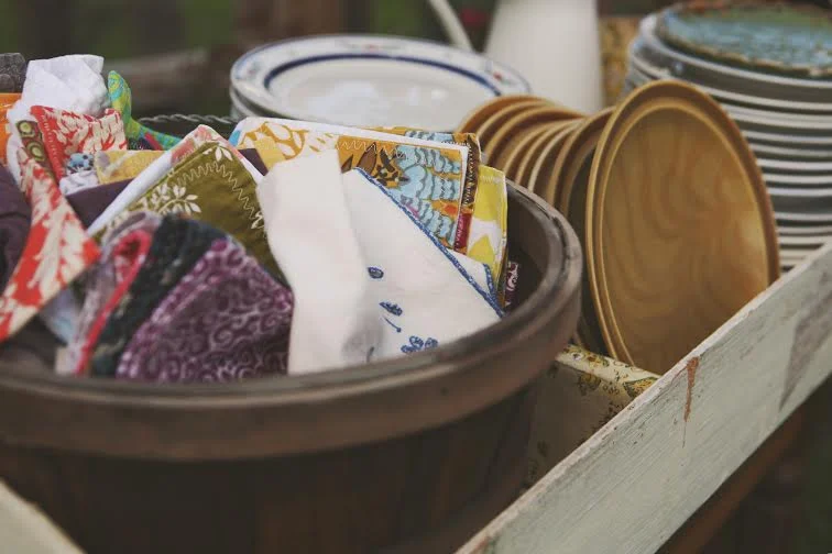These precious napkins were made out of all my scrap fabric up in my artists attic.
