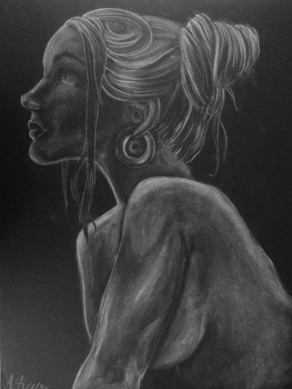  18"x24" White charcoal on paper. 