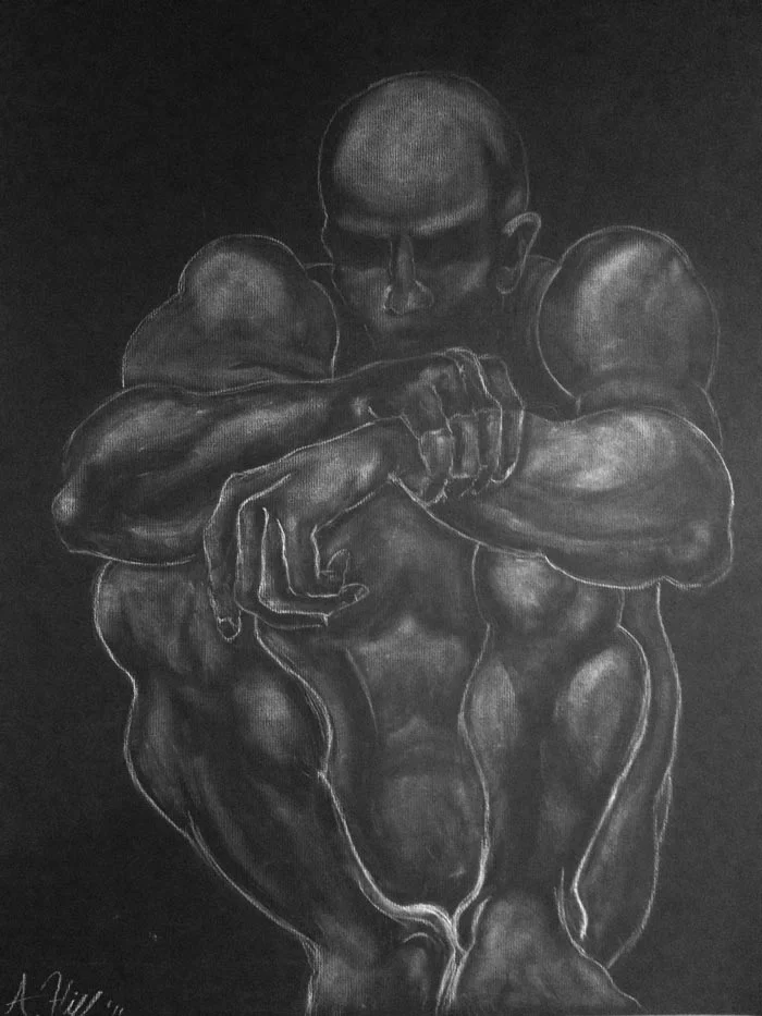  18"x24" White charcoal on paper. 
