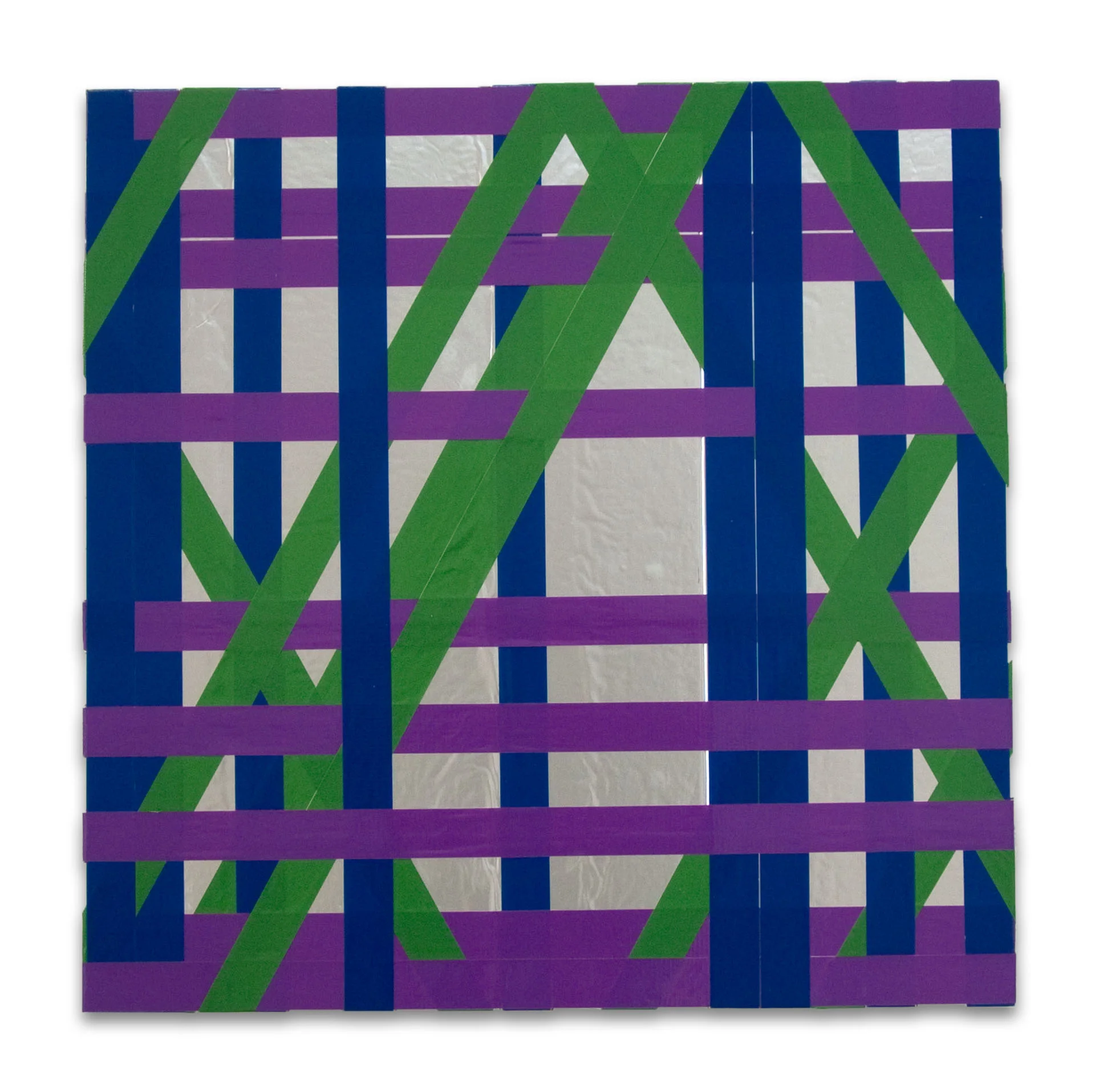 Melancholic - EXURBS , 2015. 36 x 36 in (91.44 x 91.44 cm). colored duct tape on reflective insulation.