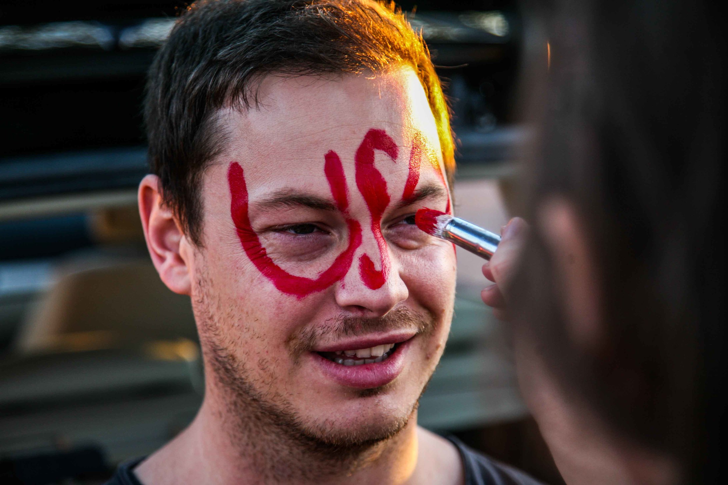 This is Jeff. He's British. So we branded him. On his face.