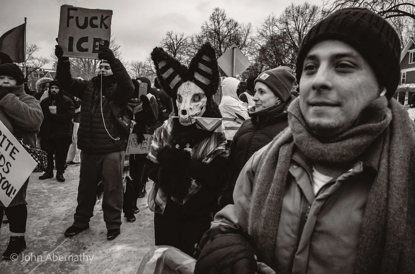 These images are from the Powderhorn Park protest in Minneapolis, where tens of thousands of peaceful demonstrators, according to organizers, gathered following the killing of Ren&eacute; Good, who was shot by ICE agent Jonathan Ross during a federal