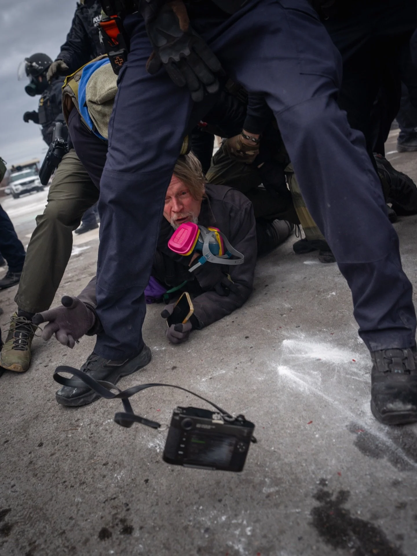 Photo by Pierre Lavie. I was tackled by ice agents and surrounded by about 50 border police. Just for taking photos. I tossed my camera to another Photographer to make sure it wouldn&rsquo;t be confiscated. #gettyreportage #getty at the Whipple Feder