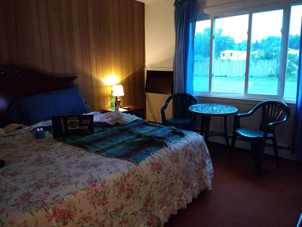 No extra charge for the lawn furniture. But the mattress is memory foam--best yet on this trip!