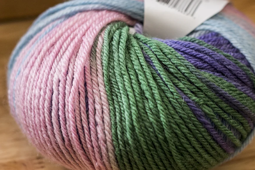 An example of self-striping yarn
