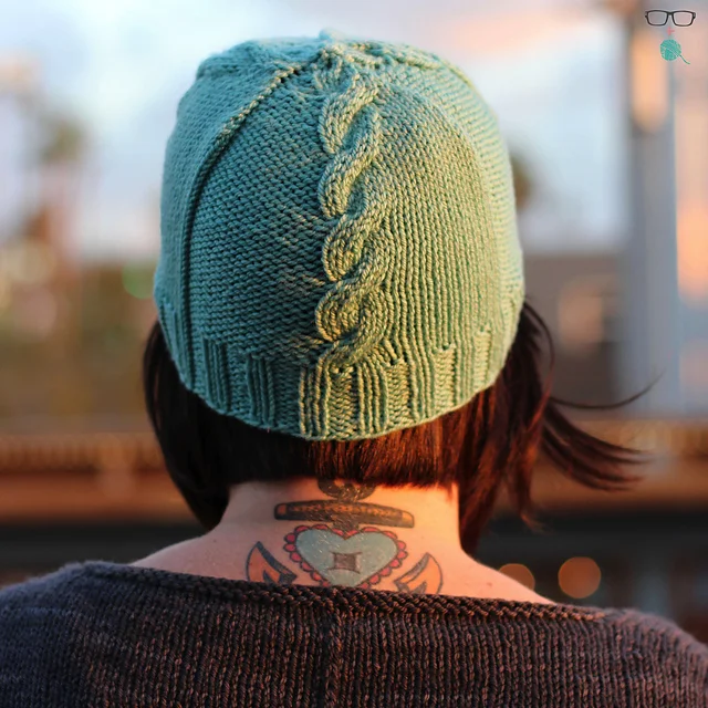The Heather cable hat knitting pattern designed by Meaghan Schmaltz