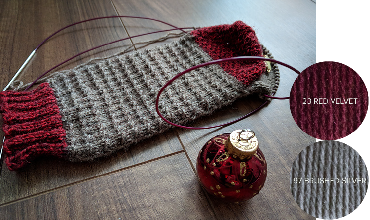 WillowGroveKnits made a beautiful pair in a gray and rich red combo