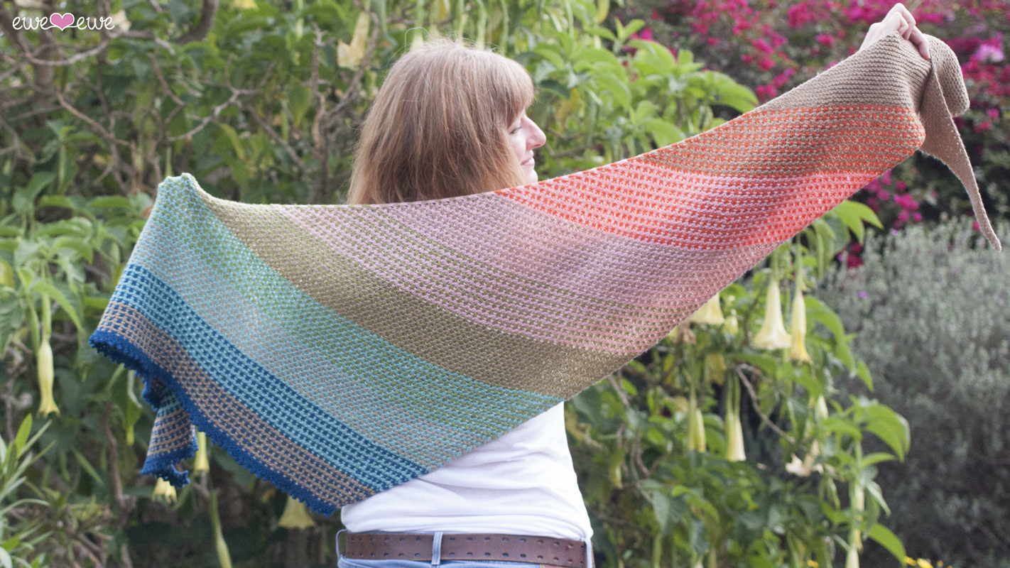 Ewe So Summer shawl knitting pattern using Ewe So Sporty merino yarn