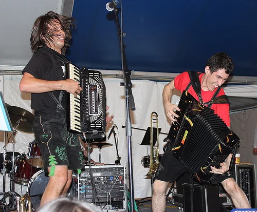 Alex Meixner and Michael Bridge at last year's Wurstfest. Gary E. McKee photo