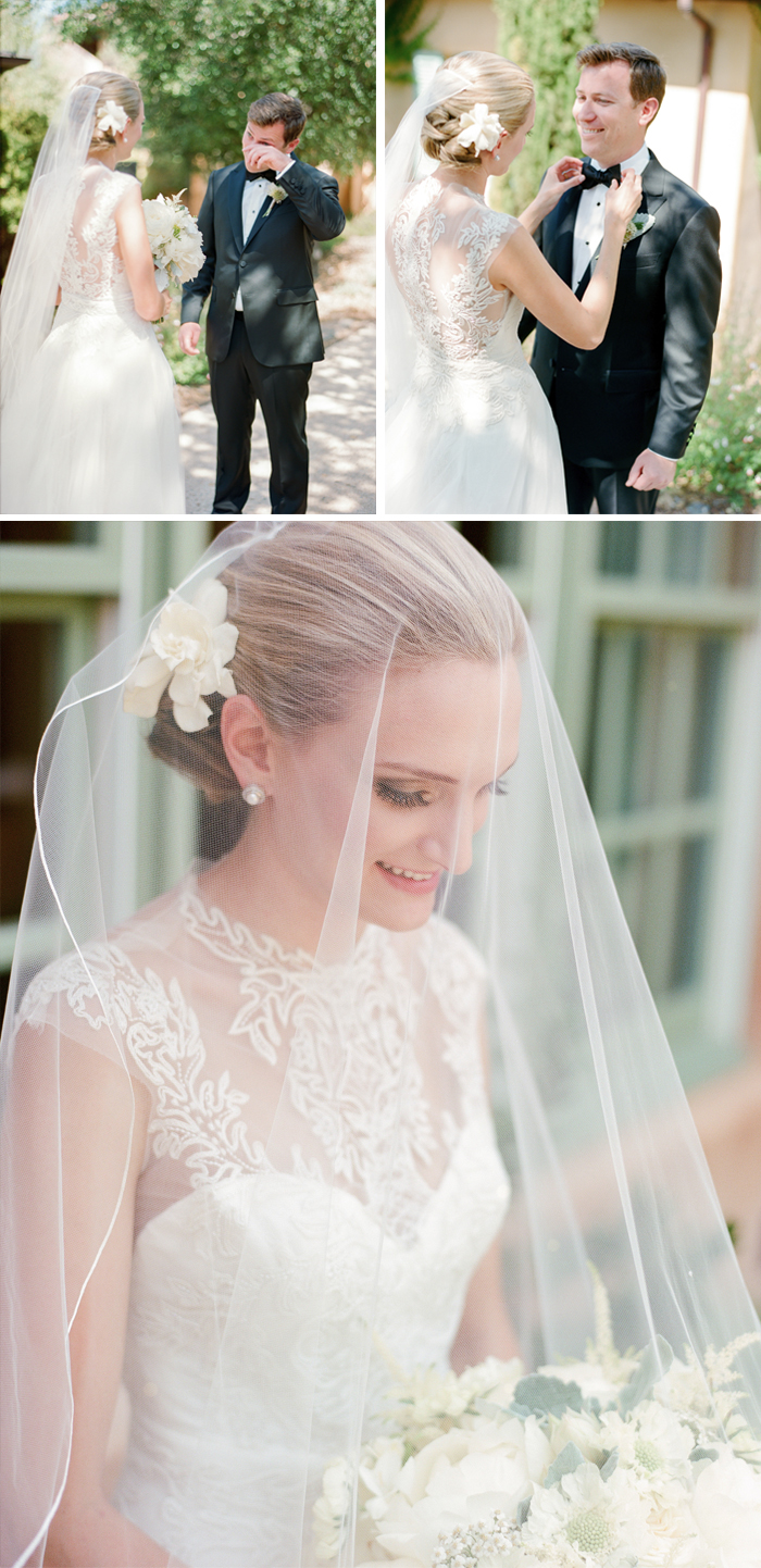 Bride and groom first look; Sylvie Gil Photography