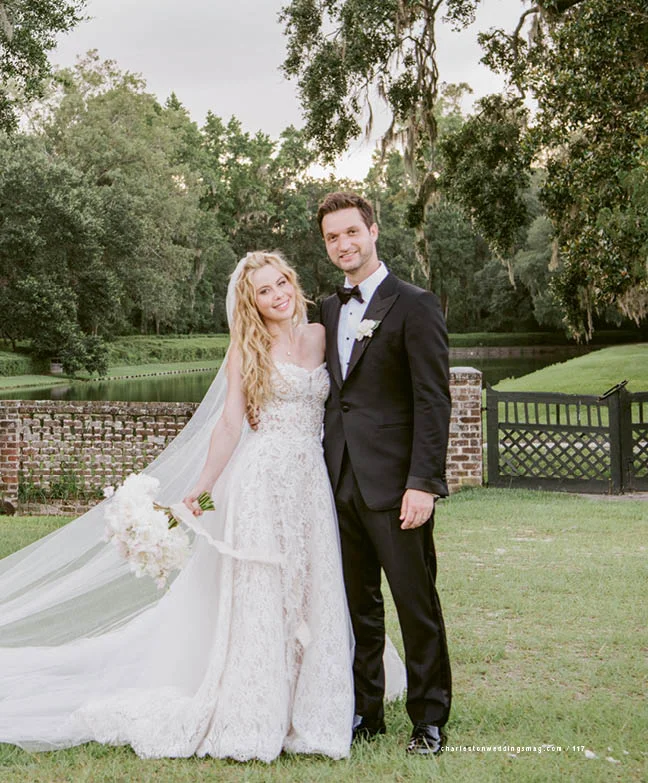 Page 2 from Charleston Weddings' feature on Tara Lipinski's and Todd Kapostasy's wedding; Sylvie Gil Photography