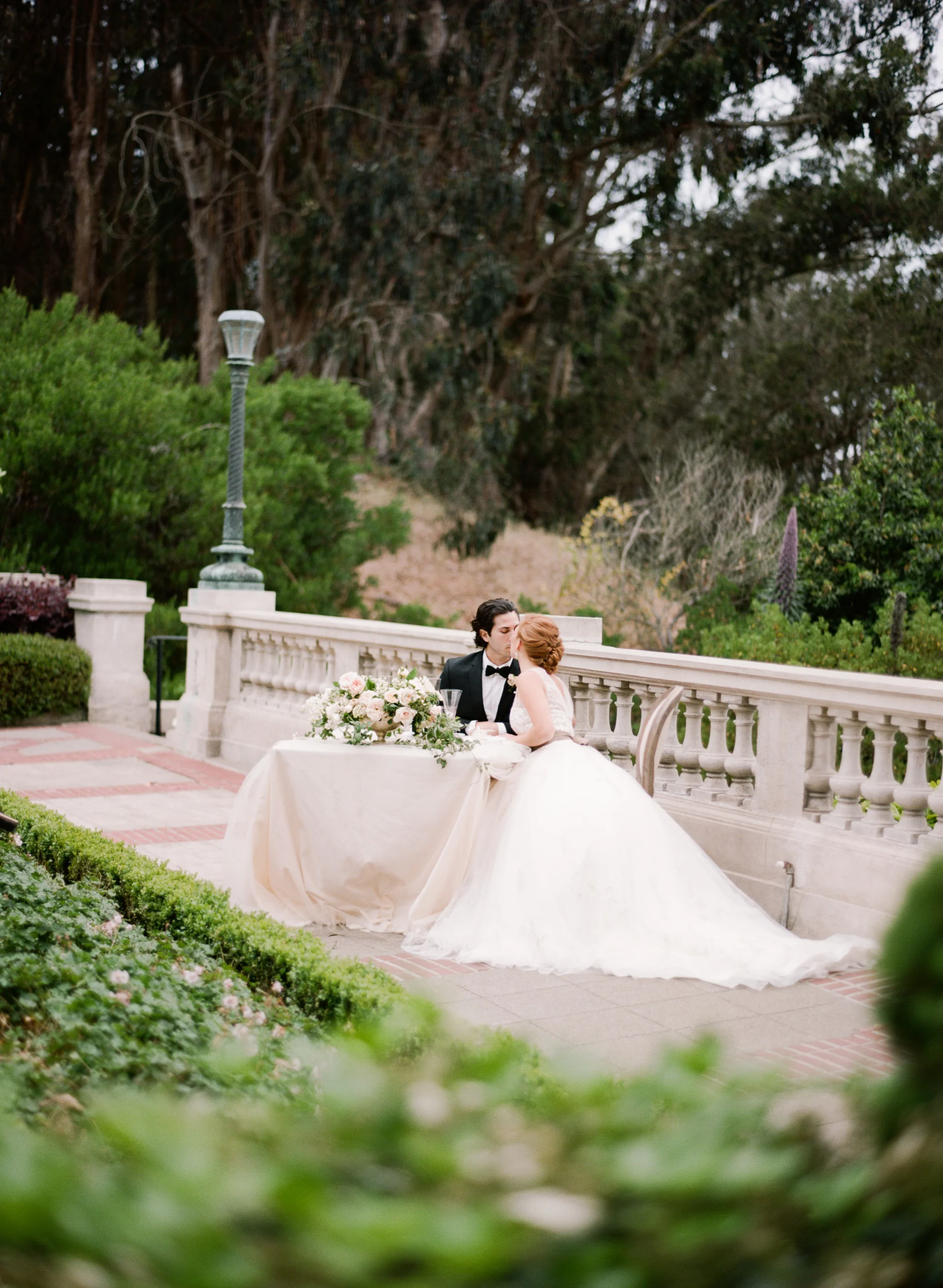An intimate wedding reception at Lyon Steps in San Francisco; Sylvie Gil Photography