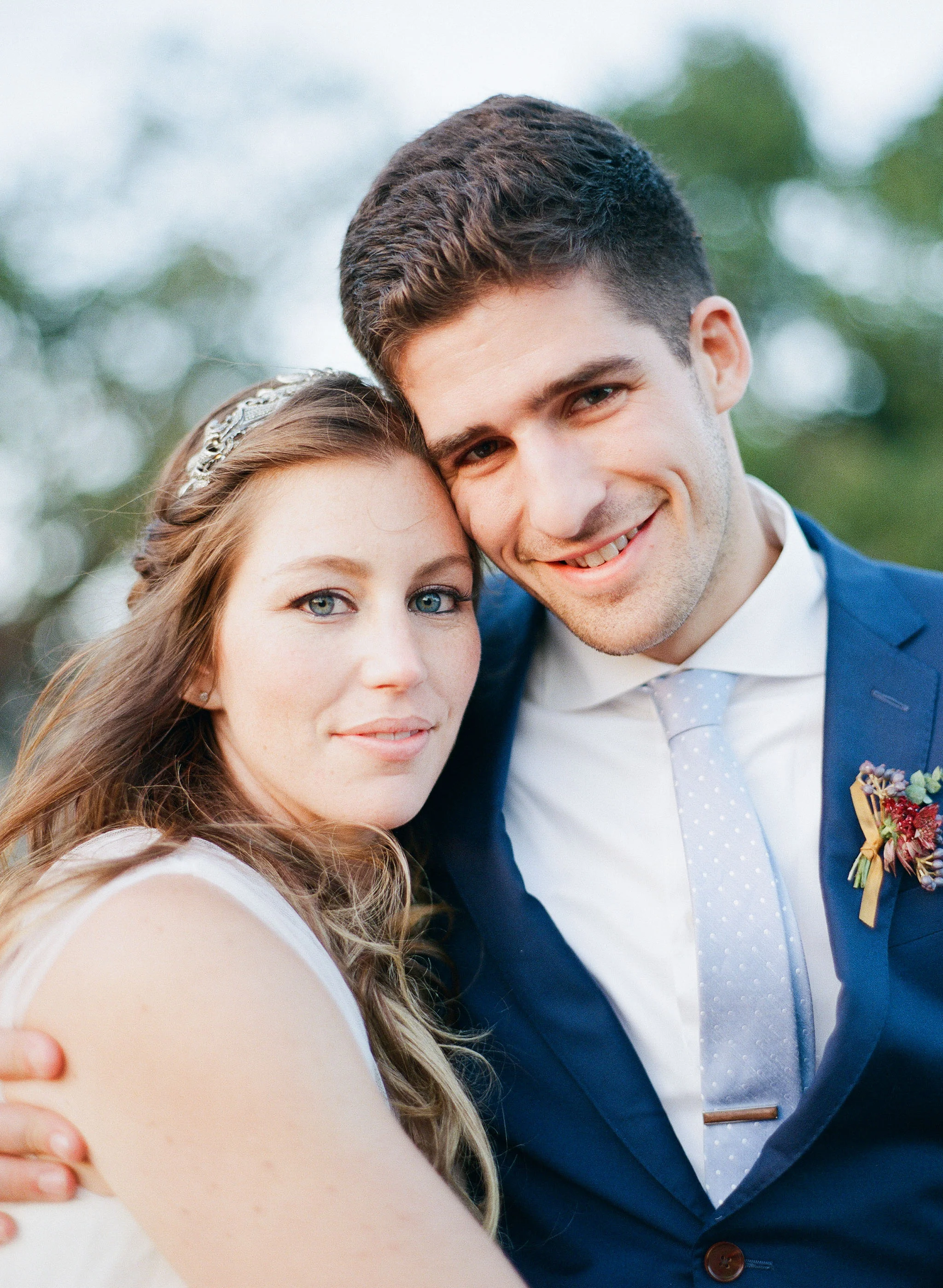 A portrait of bride and groom in Napa Valley; Sylvie Gil Photography