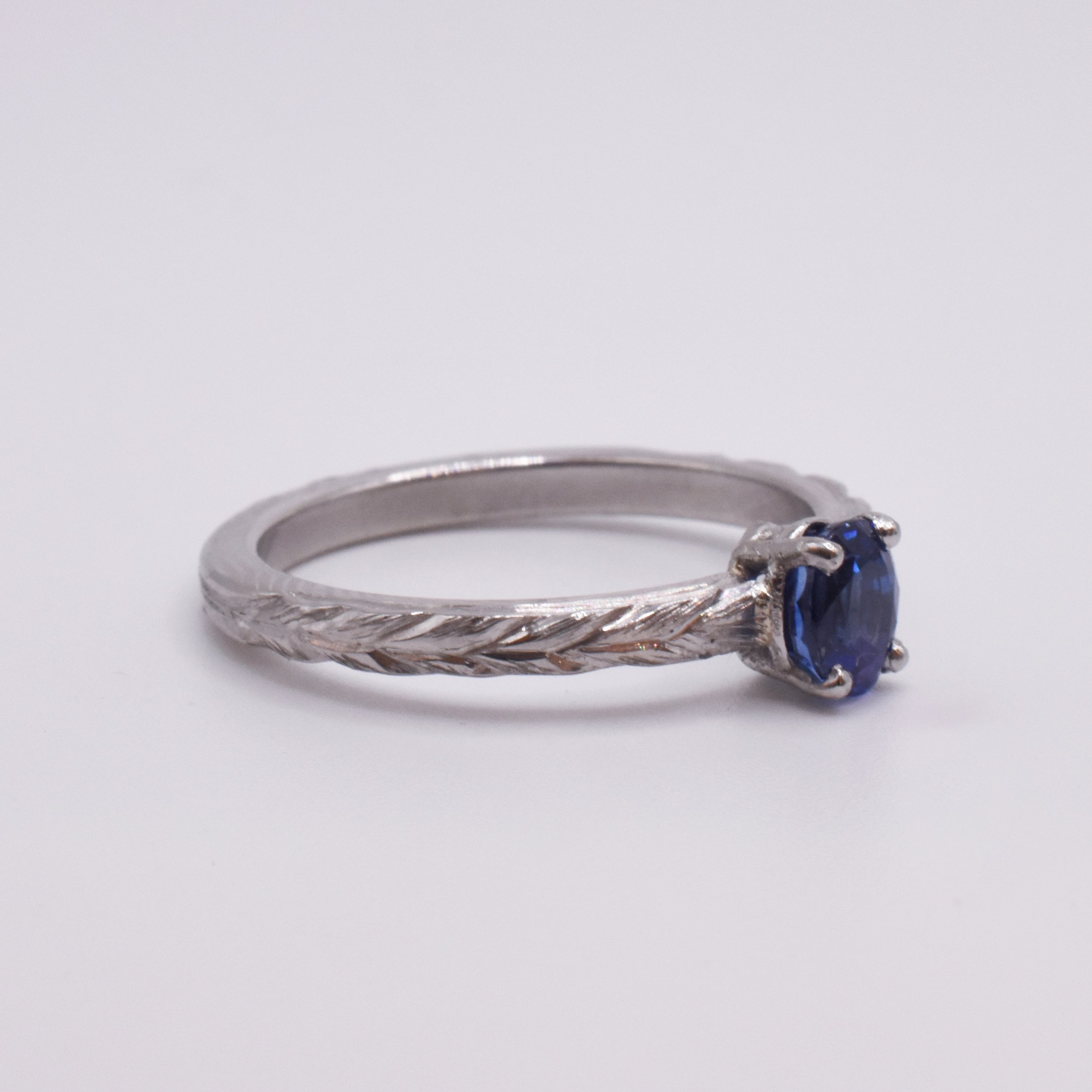 Sapphire and platinum stacking ring — Grinstein Jewelry & Design
