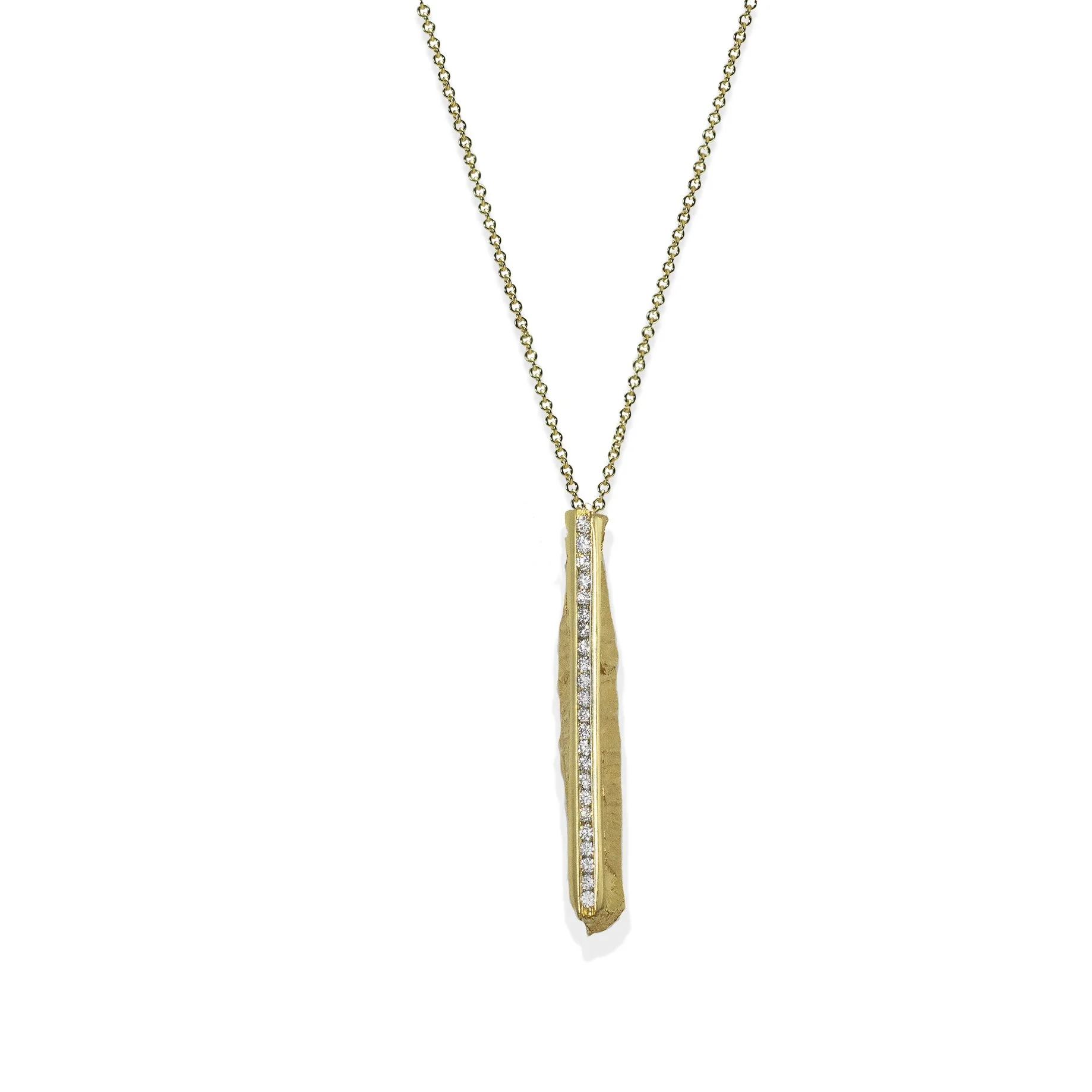18k yellow gold diamond channel pendant