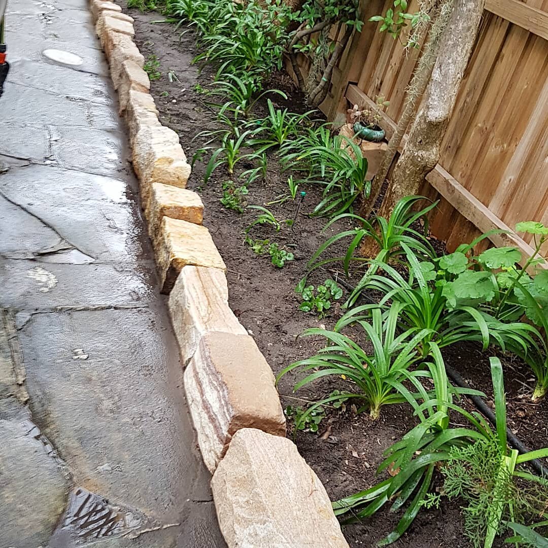 what a big difference a simple row of sandstone makes. 
swipe ---&gt; for before photos