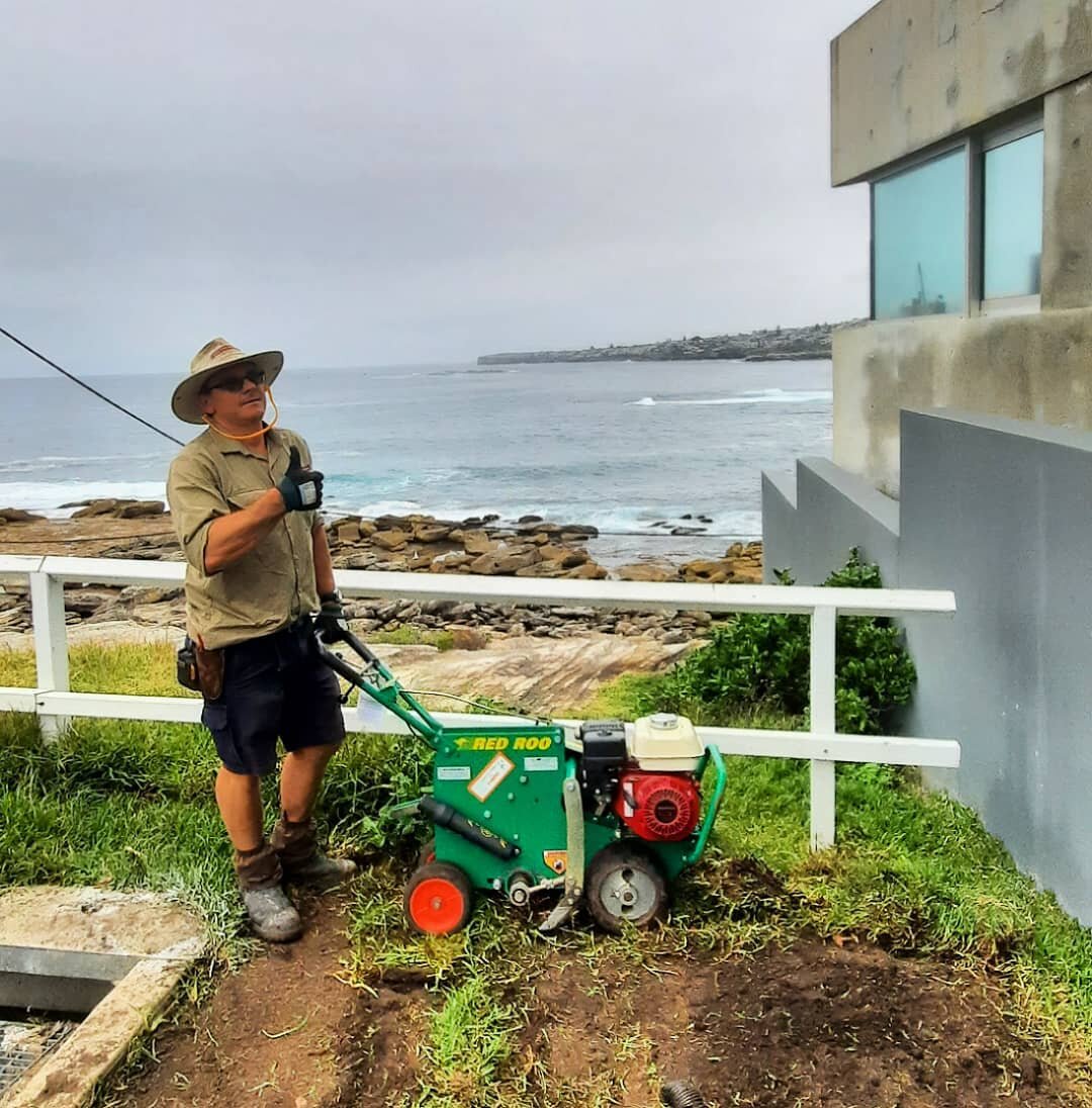 cutting turf with a view! ✂️🌿🌊