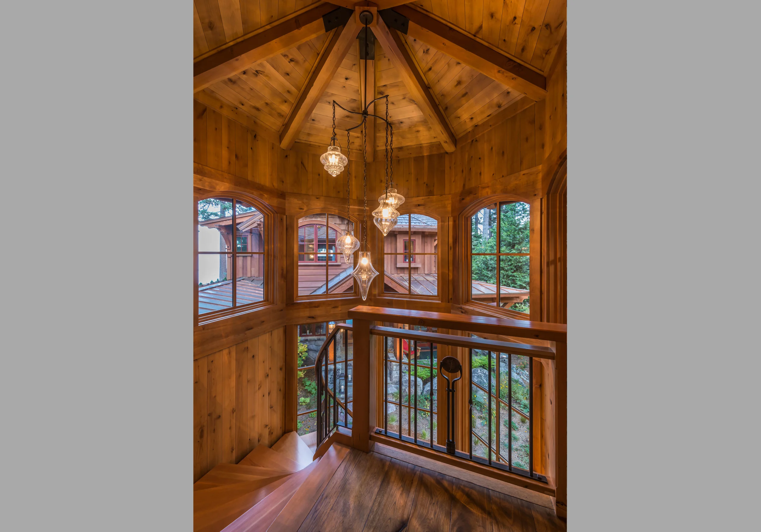Contractor: Jim Morrison Construction Photography: Vance Fox Square Footage: 4,345 sf Features: Inglenook, Exhibition Wine Room, Turret Staircase, Natural Creek with Bridge, Lake Front Terrace + Firepit bedrooms: 4 bathrooms: 4.5