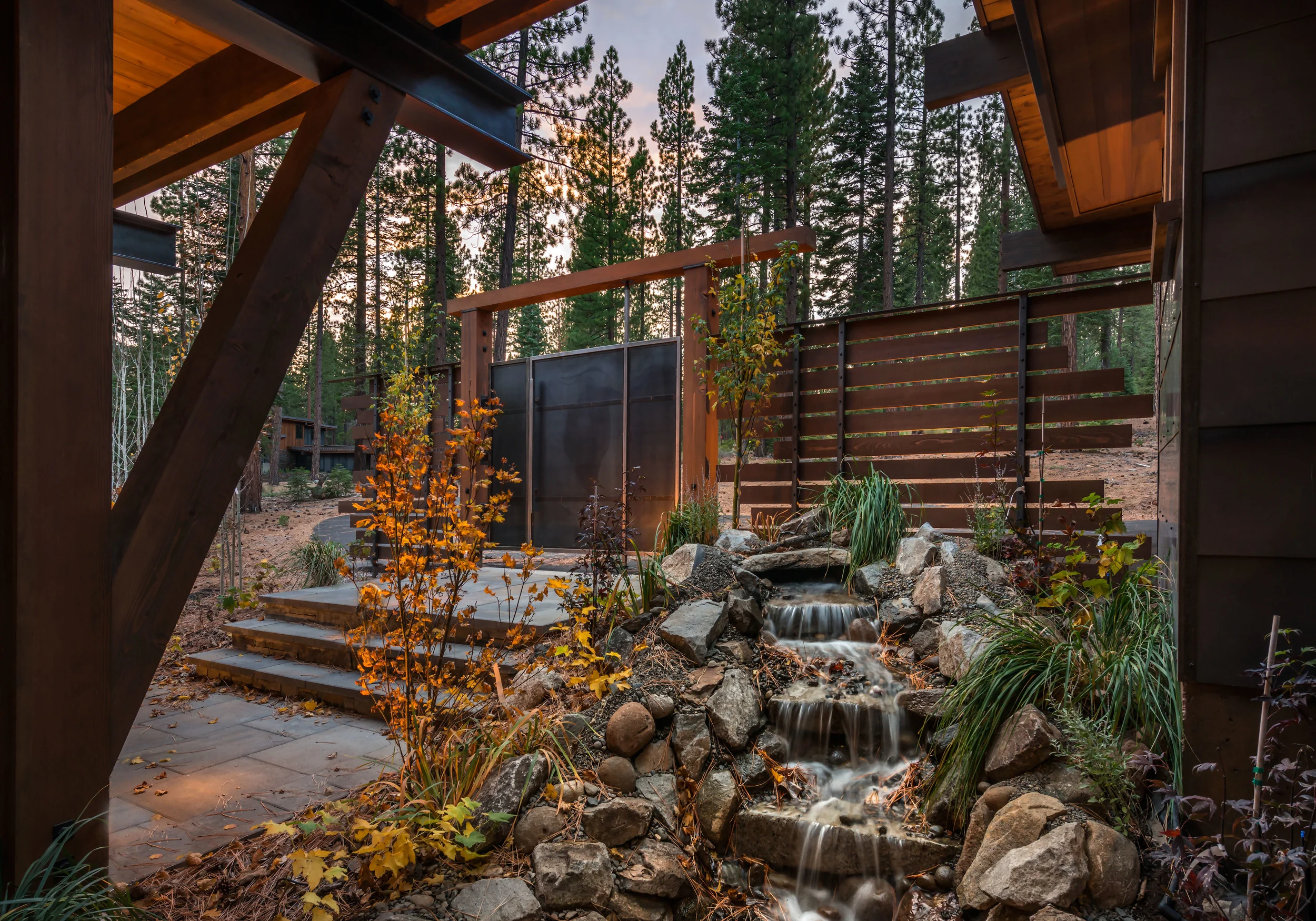 Contractor: Loverde Builders Interior Finishes: WaltonAE Photography: Vance Fox Square Footage: 3,226 sf Features: Water Feature + Bridged Link to Garage, Firepit Terrace, Collapsible Window Wall at Living Room bedrooms: 3 bathrooms: 3.5