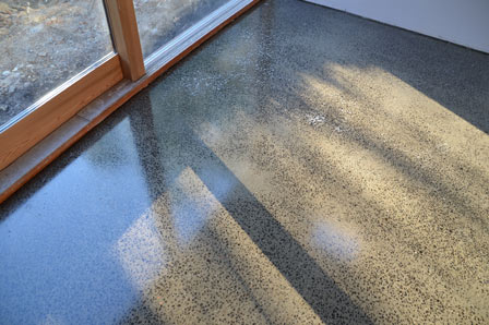 Coleman Architects: McGrath Street polished concrete floor, with the thermal mass working well