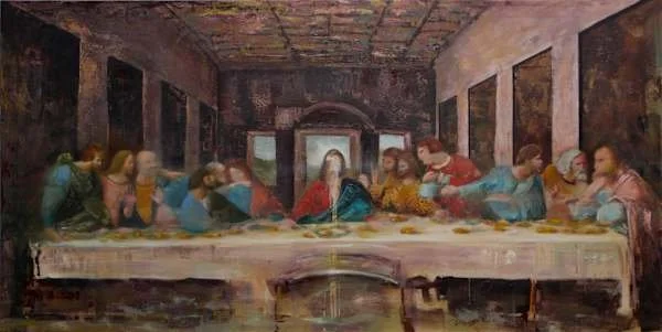 BRENT GODFREY, STOLEN IDENTITY. OIL ON LINEN, 40.25X80 in. sold, private collection