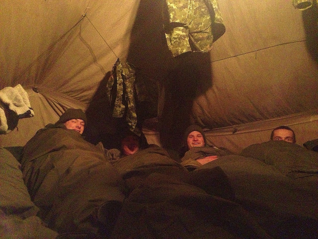 Our sleeping bags in the tent.