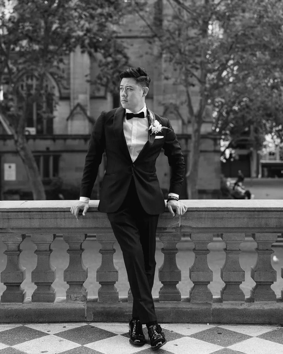 Timeless, the black suit, white shirt combo.

this has made such a comeback over the past two years and we are totally here for that.

timeless is great on your wedding day, in a world of tik tok trends make sure your photos and aesthetic can stand t