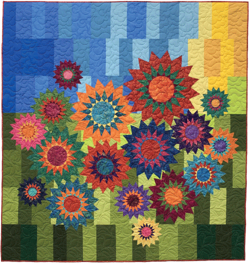 Colorful Sunflower Garden - 82"x87" (Redone in fabrics by Northcott)