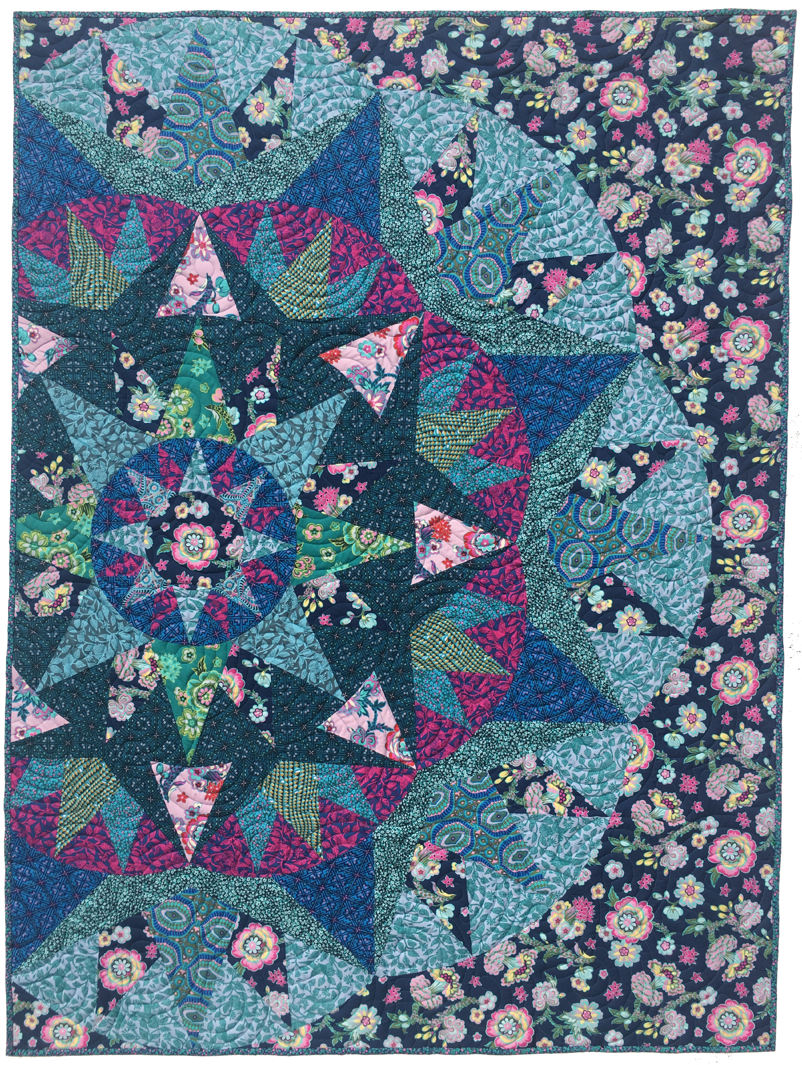 Blossom Song Quilt 45"x60" - Quilt made in a different colorway.