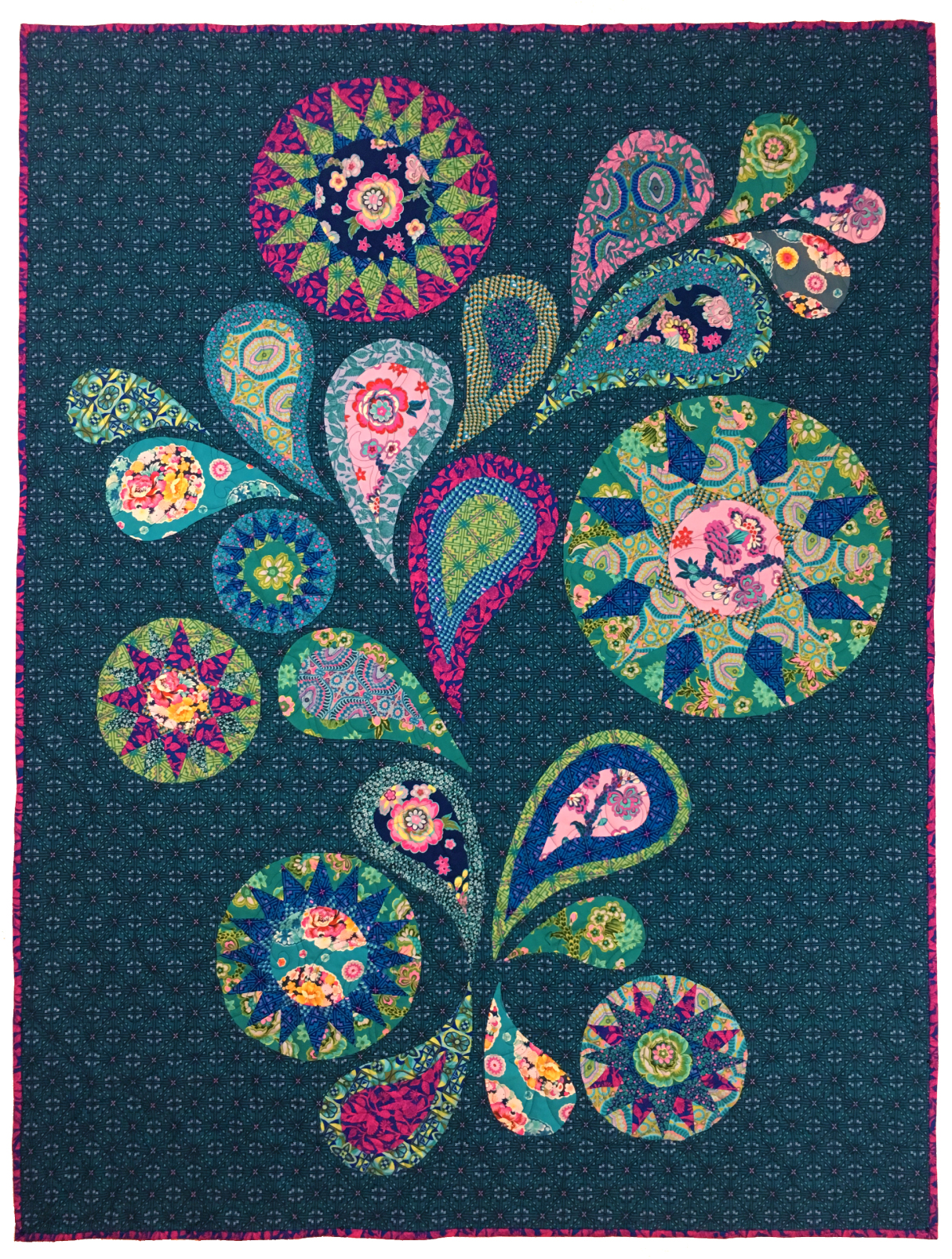 Midnight Flower Dance Quilt - 45"x60"