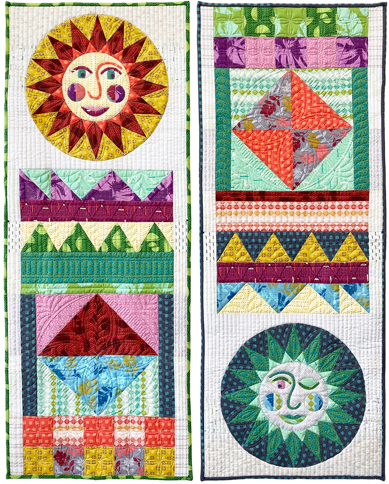 Sun and Moon -  Two 18"x46" Wallhangings or One 36"x46" Quilt