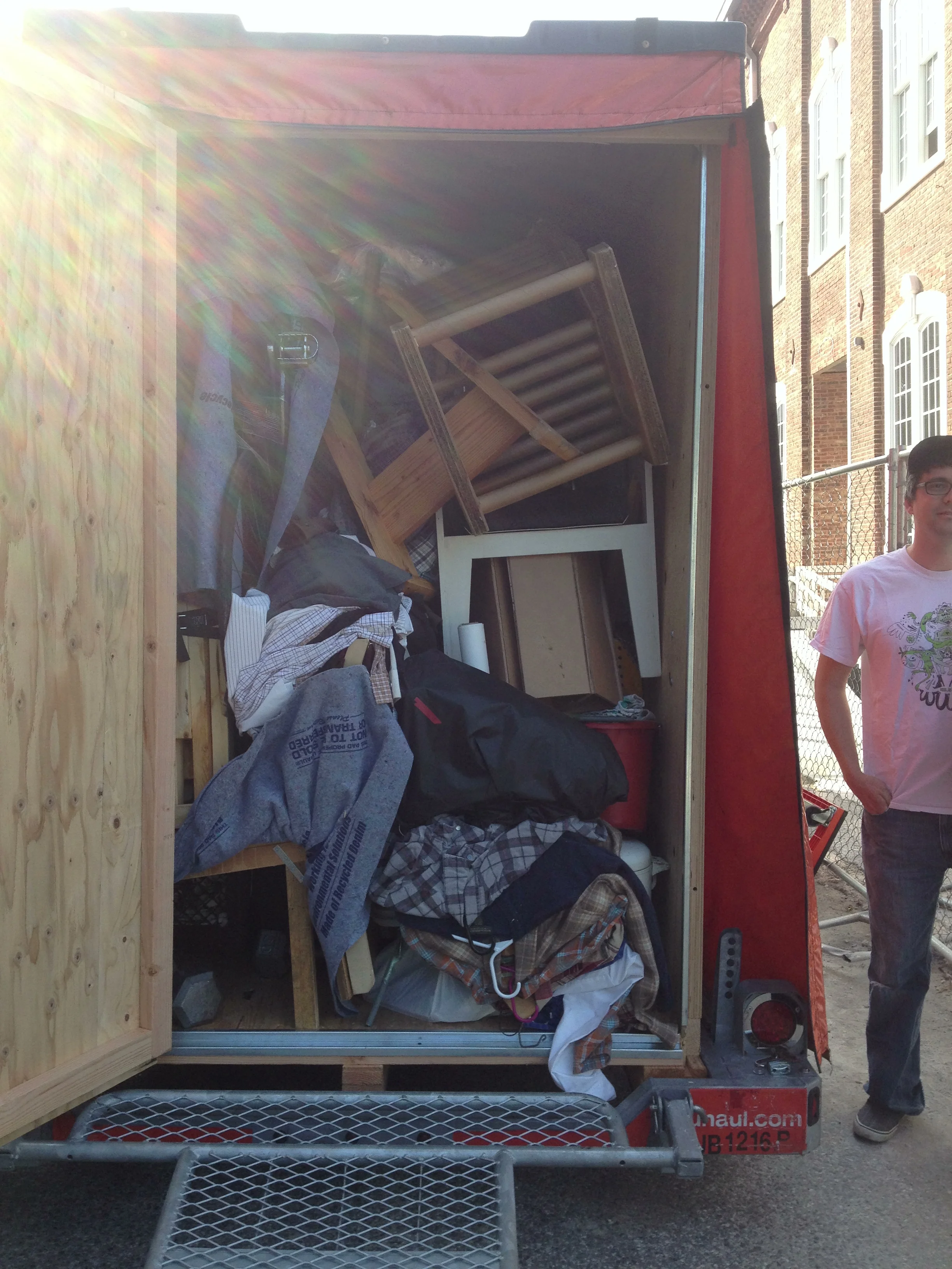 That remarkably small container: still life with guerilla furniture and disheveled winter clothes.